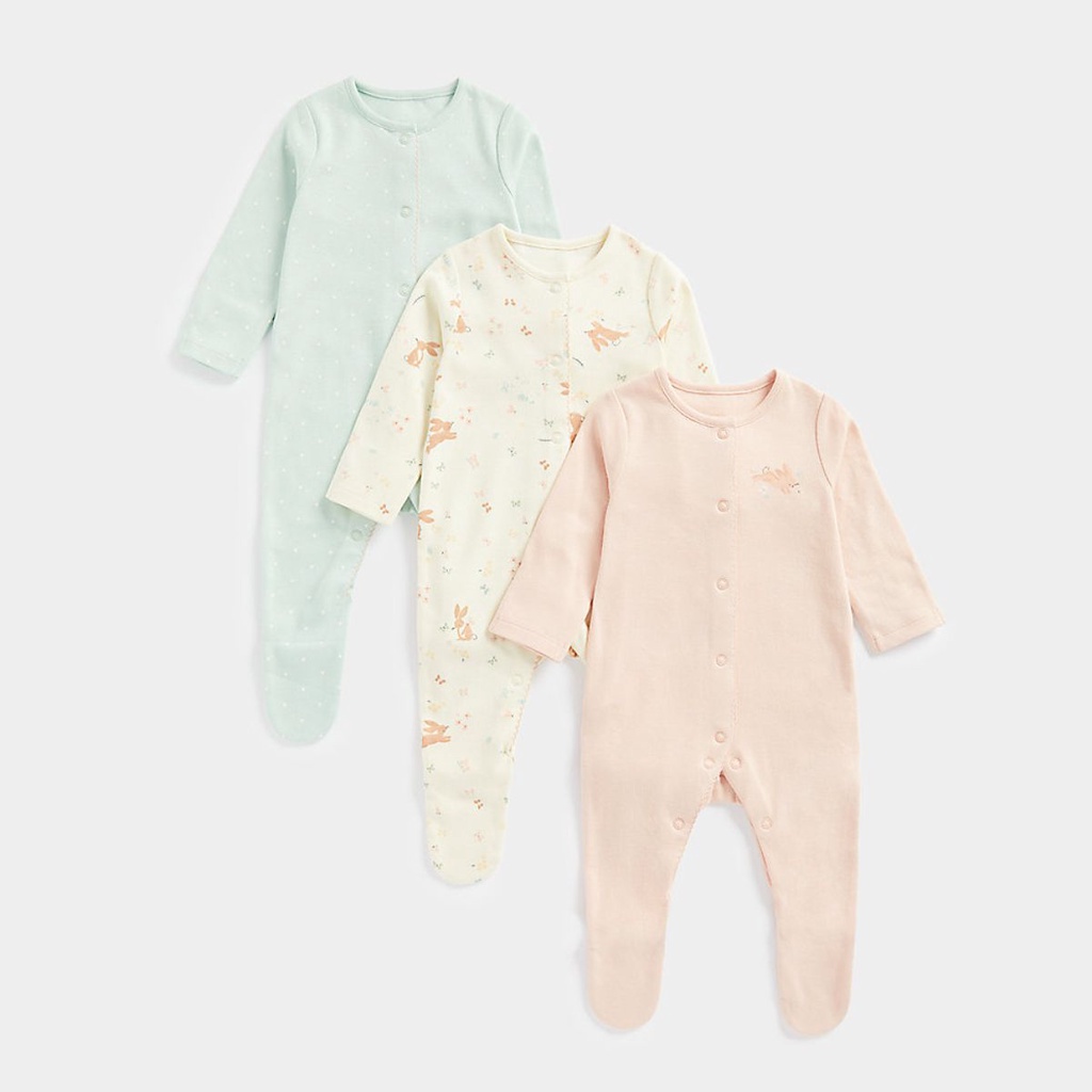 Mothercare Baby Girl Bunny Sleepsuit -3 Pack