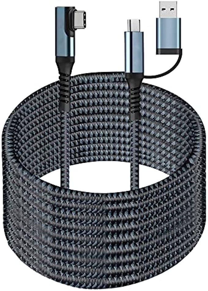 SUMPK VR Link Cable 20FT Compatible for Oculus Quest 2, USB 3.2 Type C to C 5Gbps High Speed Data Transfer &amp; Fast Charging Cord for Virtual Reality Headset and PC Gaming