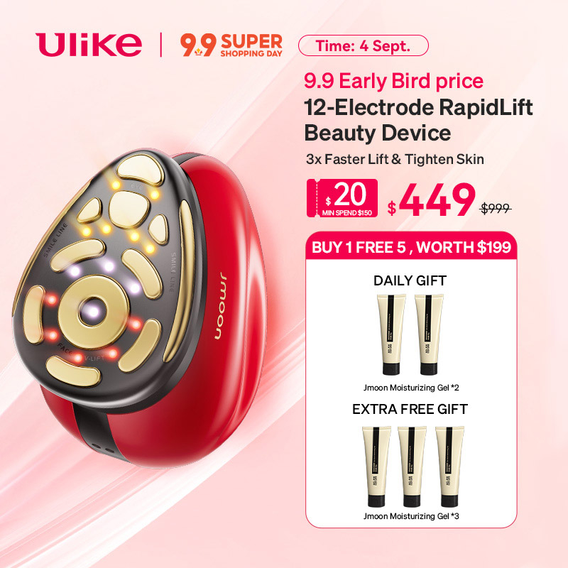 Ulike X Jmoon 12-Electrode Oversize Rapidlift Beauty Device 3x Lift and Tighten Skin Home Use
