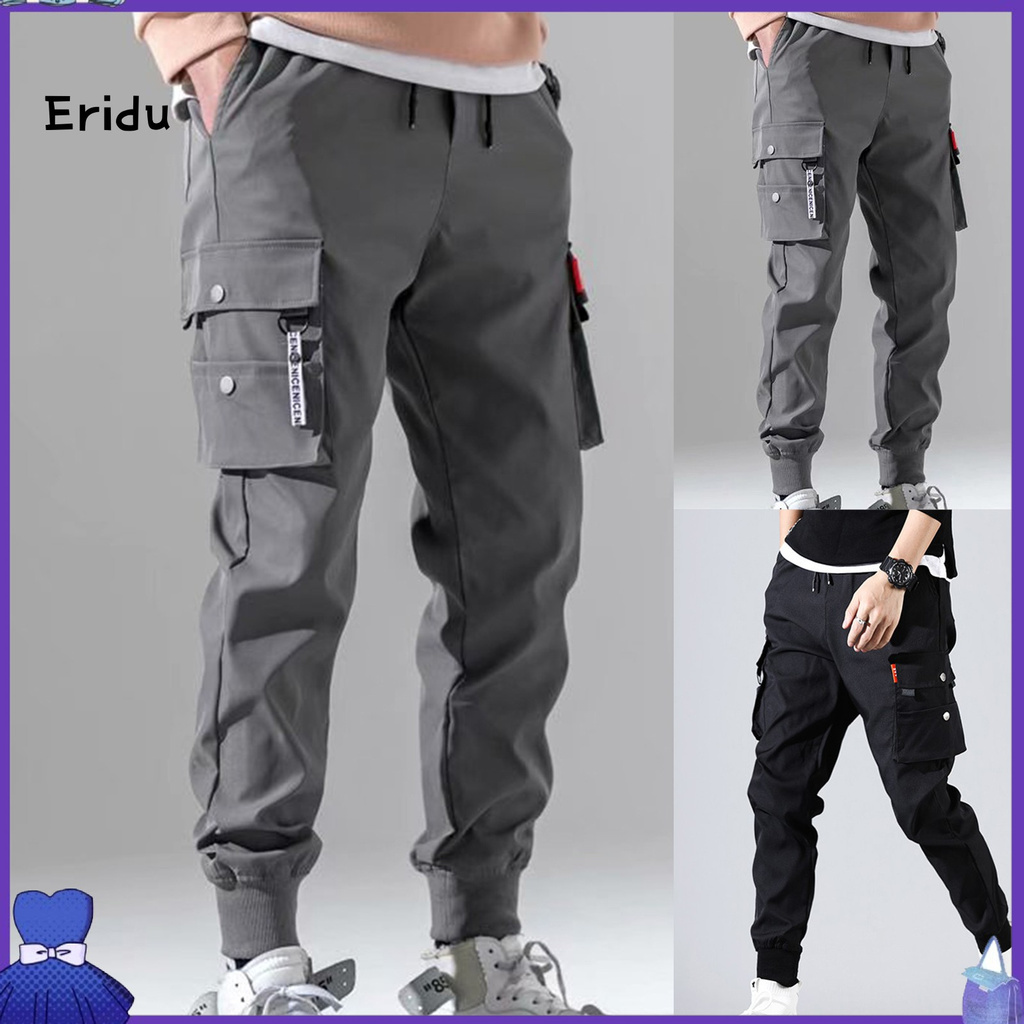 ERIN Men&#039;s Wear  2 Colors Men Pants Men Simple Beam Feet Cargo Pants Breathable for Daily Life