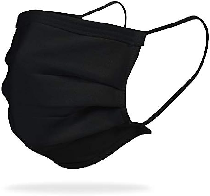 Gildan Adult Reusable 3-Layer Cotton Ear Loop Face Mask (24 Pack), Black (24 Pack), Adult: 6.5&quot; x 7&quot; (4.5&quot; ear loop)