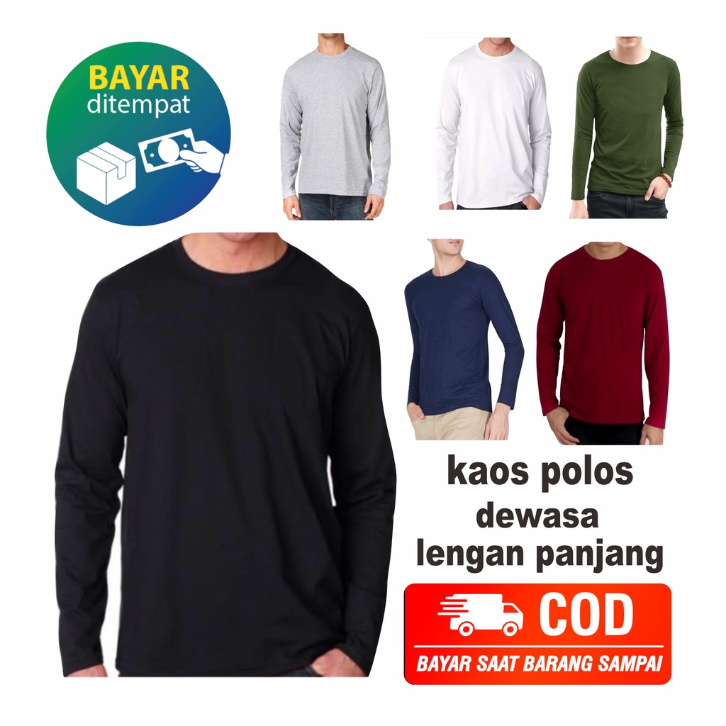 Adult Plain T-Shirt Long Sleeve Tops Long Sleeve Crewneck Size COTTON COMBED